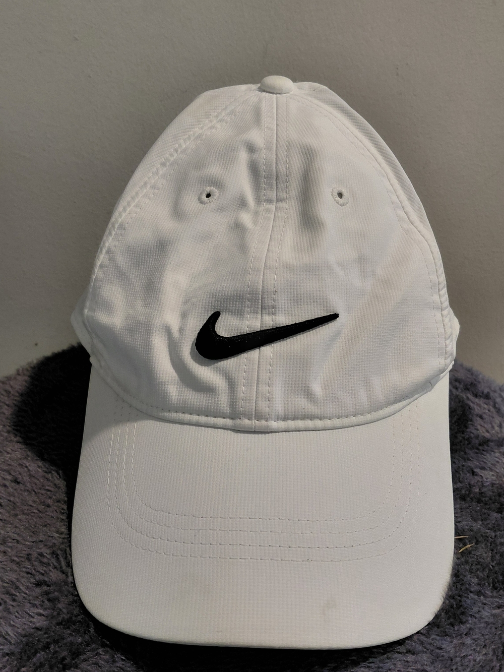 Nike White Baseball Cap with Black Swoosh